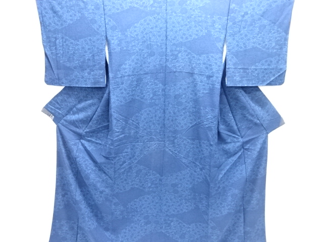 本藍型染草花模様小紋着物